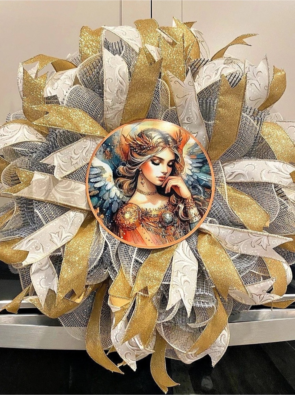 Gold & White Holiday Wreath